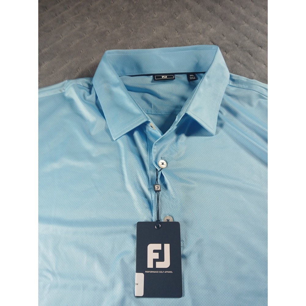 FootJoy Mens 3XL Light Blue Performance Golf Polo Shirt Craft Farms NWT - Picture 2 of 7